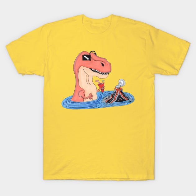 Hot Tub T-Rex T-Shirt by Salty Pretzel